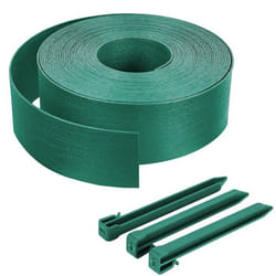 VOUNOT® Bordure de jardin haute flexible en PE - 20 m x H 8 cm Vert - 12 piquets - Épaisseur 3 mm - Résistante aux intempéries