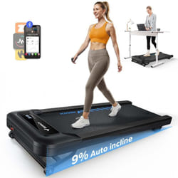 Merach - Tapis de marche, 9 niveaux, 9% Inclinaison, 2,25 cv, 1-6.4 km/h, Connecté app, Télécommande Magnétique, Ecran lcd, Silencieux