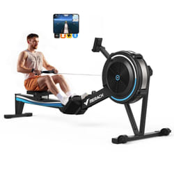 Merach - Rameur à Air, 10 Niveaux de Résistance, Musculation Pro, Facile à Ranger, Usage Maison, Appartement, Connecté App