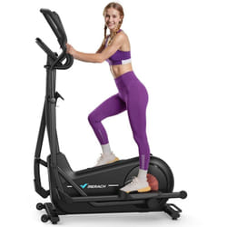 Merach - Vélo Elliptique Magnétique, 16 niveaux de résistance, 47 cm de Foulée, Molette de Réglage, Auto-Alimenté, Charge Max 181 kg