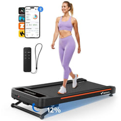 Merach - Tapis de Marche Électrique, 12% Élévation, 1.25CV, Écran lcd, app Connecté, Télécommande, 180 kg Max