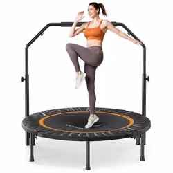 Trampoline MERACH Ø 102 cm Noir pour Adultes et Enfants Charge Max 150 kg Pliable avec Poignées Réglables Montage Rapide