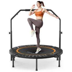 Trampoline MERACH Ø 102 cm Noir pour Adultes et Enfants Charge Max 150 kg Pliable avec Poignées Réglables Montage Rapide