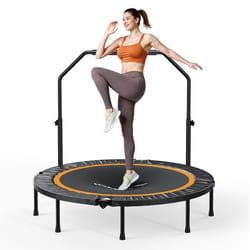 Trampoline MERACH Ø 122 cm Noir Pliable Avec Poignée Réglable Charge Max 135 kg Pour Adultes et Enfants Montage Rapide PROMO