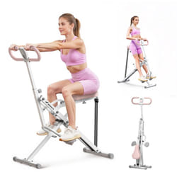 Merach - Appareil de Fitness, Type Équitation, Résistance Réglable, Écran lcd, Charge 160 kg, Pliable, Pour Abdos, Jambes, Dos, Blanc