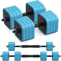 Merach - Haltères réglables 40 kg 4 en 1, Tige ergonomique, sécurité renforcée, silencieux, parfait pour entraînement intensif