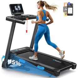 Tapis de Course Pliable MERACH Inclinaison Électrique 15% Vitesse 0.8-12km/h Moteur 1.25CHP Bluetooth APP Connecté