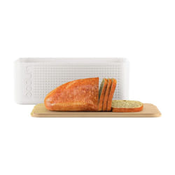 Bodum Boîte à pain Bistro Grand Modèle | Rangement Alimentaire Élégant avec Couvercle Bambou Blanc pour Cuisine