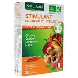 Naturland Stimulant Physique et Intellectuel Bio 20 Ampoules de 10 ml