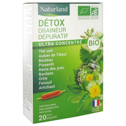 Naturland Détox Draineur Dépuratif Bio 20 Ampoules Buvables de 10 ml