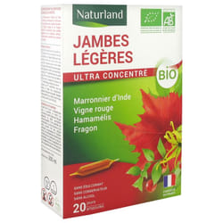 Naturland Jambes Légères Bio 20 Ampoules Buvables de 10 ml