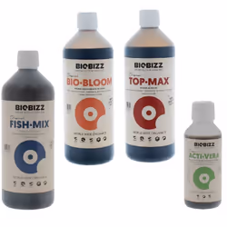 Pack d'engrais contient Fish.Mix pour la croissance, Bio.Bloom pour la floraison, Top.Max le booster de floraison et Acti.Ver ...