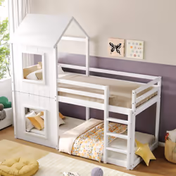 Ce lit superposé est destiné à offrir aux enfants un meilleur endroit pour jouer et s'amuser. De plus, la cabane en bois tran ...