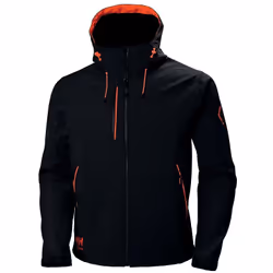 Veste softshell imperméable et coupe-vent, zippée, avec capuche réglable par cordon de serrage. Doublée d'une membrane et de  ...