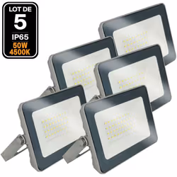 Lot 5 Projecteurs LED 50W ProLine 4000K Haute Luminosité Avec ce Projecteur LED 50W Blanc Neutre , équipé d’une CHIP (puce) L ...