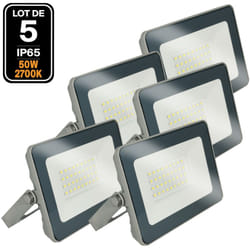 Europalamp - 5 Projecteurs led 50W ProLine Blanc chaud 3000K Haute Luminosité
