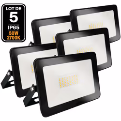 Lot de 5 Projecteurs LED 50W Black Ipad 3000K Haute Luminosité Avec ce Projecteur LED 50W Black Ipad, équipé d’une CHIP (puce ...