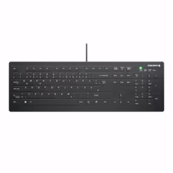 CHERRY AK-C8112, Taille réelle (100 %), USB, Commutateur de touche « ciseaux », QWERTZ, Noir, Blanc