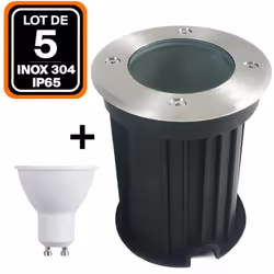 Lot 5 Spots Encastrable Sol Exterieur IP65 + 5 Ampoule GU10 5W Blanc Neutre 4500K Ce spot encastrable extérieur gris fonction ...