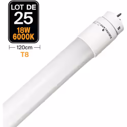 Lot de 25 Tubes Neon LED 18W 120cm T8 Glass Blanc Froid 6000K Tube Neon LED T8 18W 120cm Blanc Froid 6000K Consommation divis ...