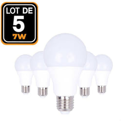 5 Ampoules led E27 7W 6000K Blanc Froid Haute Luminosité