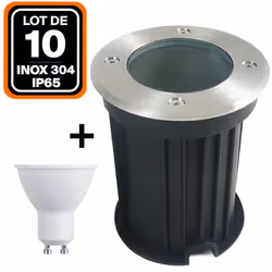 Lot 10 Spots Encastrable Sol Exterieur IP65 + 10 Ampoule GU10 5W Blanc Neutre 4500K Ce spot encastrable extérieur gris foncti ...