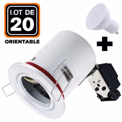 X20 Supports Spot BBC Blanc avec Douille GU10 Ce support de spot spécialement conçu pour le respect du label BBC (Batiment Ba ...