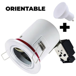 Europalamp - Spot bbc Orientable Blanc IP20 + Ampoule GU10 7W Blanc Chaud +