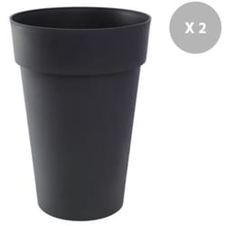 EDA - Lot de 2 Pots de fleur rond Toscane ø 46 x H.65 cm Anthracite