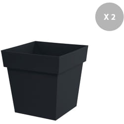 EDA - Lot de 2 pots de fleur carré Toscane 39 x H.39 cm - Anthracite
