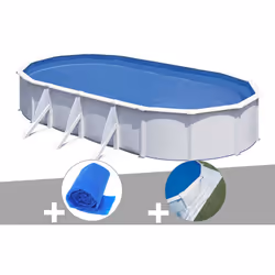 Piscine hors-sol ovale en acier blanc Fidji de la marque Gré. La piscine en acier ovale Fidji c'est : Une structure en acier  ...