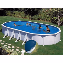 Kit piscine acier blanc Gré Atlantis ovale 10,20 x 5,75 x 1,32 m + Bâche hiver