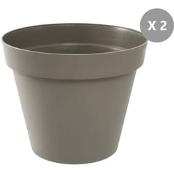 EDA - Lot de 2 Pots de fleur rond Toscane ø 80 x H.66 cm Taupe
