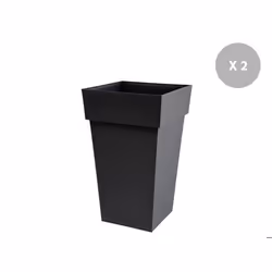 Lot de 2 pots de fleur carré Toscane 39 x H.65 cm - Anthracite