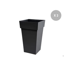 Lot de 2 pots de fleur carré Toscane 39 x H.65 cm - Anthracite