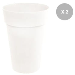 EDA - Lot de 2 Pots de fleur rond Toscane ø 46 x H.65 cm Blanc