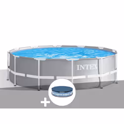 Kit piscine tubulaire Intex Prism Frame ronde 3,66 x 0,99 m + Bâche de protection