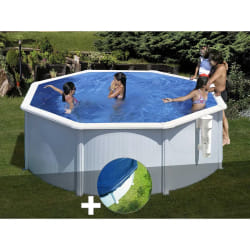 GRE Kit piscine acier Bora Bora ronde 3,20 x 1,22 m Blanc