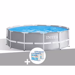 Kit piscine tubulaire Intex Prism Frame ronde 3,66 x 1,22 m + 6 cartouches de filtration