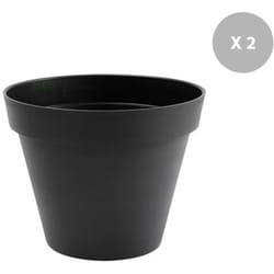 EDA - Lot de 2 Pots de fleur rond Toscane ø 60 x H.47 cm Anthracite