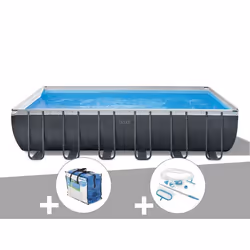 Kit piscine tubulaire Intex Ultra XTR Frame rectangulaire 7,32 x 3,66 x 1,32 m + Bâche à bulles + Kit d'entretien