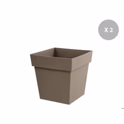 Lot de 2 pots de fleur carré Toscane 39 x H.39 cm - Taupe