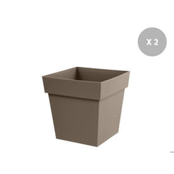 Lot de 2 pots de fleur carré Toscane 39 x H.39 cm - Taupe