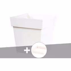 Lot composé d'un pot de fleurs carré en plastique et de sa soucoupe de la marque EDA Rempotez votre plante dans ce pot de fle ...