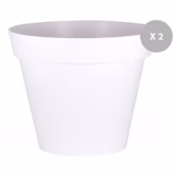 Lot de 2 Pots de fleurs rond EDA de la gamme Toscane Pour une utilisation intérieure ou extérieure, ce lot de 2 pots de fleur ...