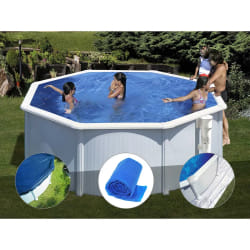 GRE Kit piscine acier Bora Bora ronde 3,20 x 1,22 m Blanc