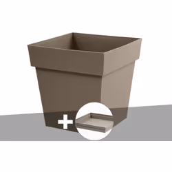 Lot composé d'un pot de fleurs carré en plastique et de sa soucoupe de la marque EDA Rempotez votre plante dans ce pot de fle ...