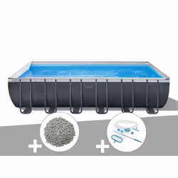 Kit piscine tubulaire Intex Ultra XTR Frame rectangulaire 7,32 x 3,66 x 1,32 m + 20 kg de zéolite + Kit d'entretien