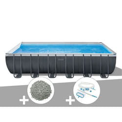 Kit piscine tubulaire Intex Ultra XTR Frame rectangulaire 7,32 x 3,66 x 1,32 m + 20 kg de zéolite + Kit d'entretien