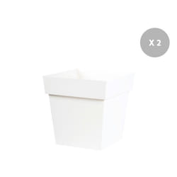Lot de 2 pots de fleur carré Toscane 39 x H.39 cm - Blanc